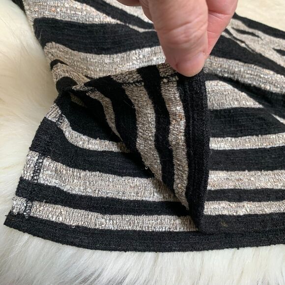 MORGAN CARPER Anthropologie Boucle Knit Stripe Open Cold Shoulder Top - Picture 9 of 12